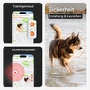 Funktionen des Weenect XT Trackers: Ton- und Lichtsignal zum Rückruf, Sicherheitszonen, und ein Hund mit dem Tracker im Freien