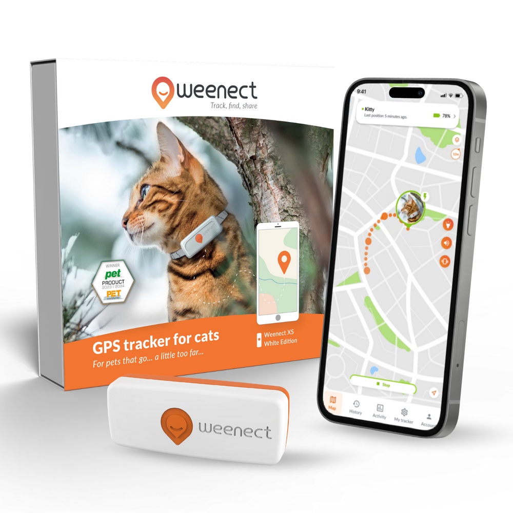 เครื่องติดตาม GPS Weenect XS สำหรับติดกับปลอกคอแมว