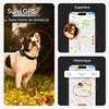 Chien portant le collier GPS Weenect XS, avec aperçu du suivi GPS en temps réel et de l'historique des déplacements dans l'application