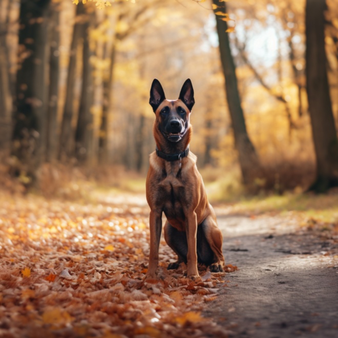 A Malinois who is being trained