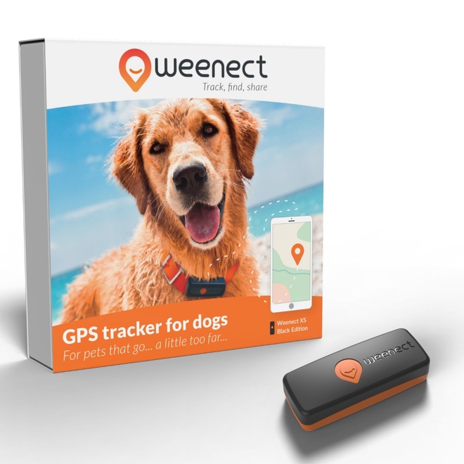 A weenect xs for dogs with its original box