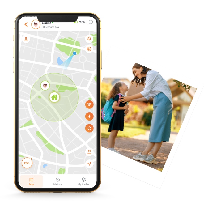 Safe zone feature of the child tracker