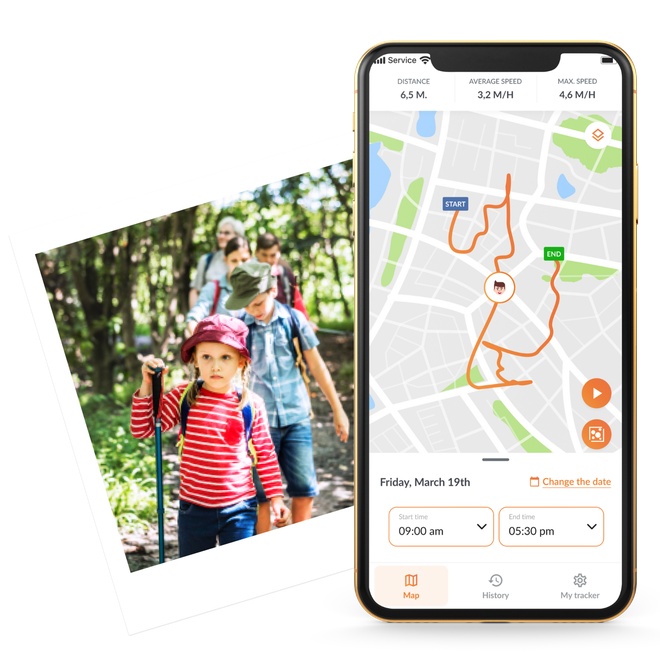 Location history feature of the tracker for kids