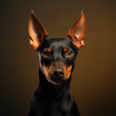 portrait d'une pinscher avec les oreilles alertes