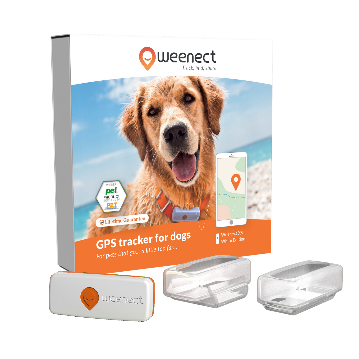 Weenect White Mini Gps Tracker For Small Dogs - Xs