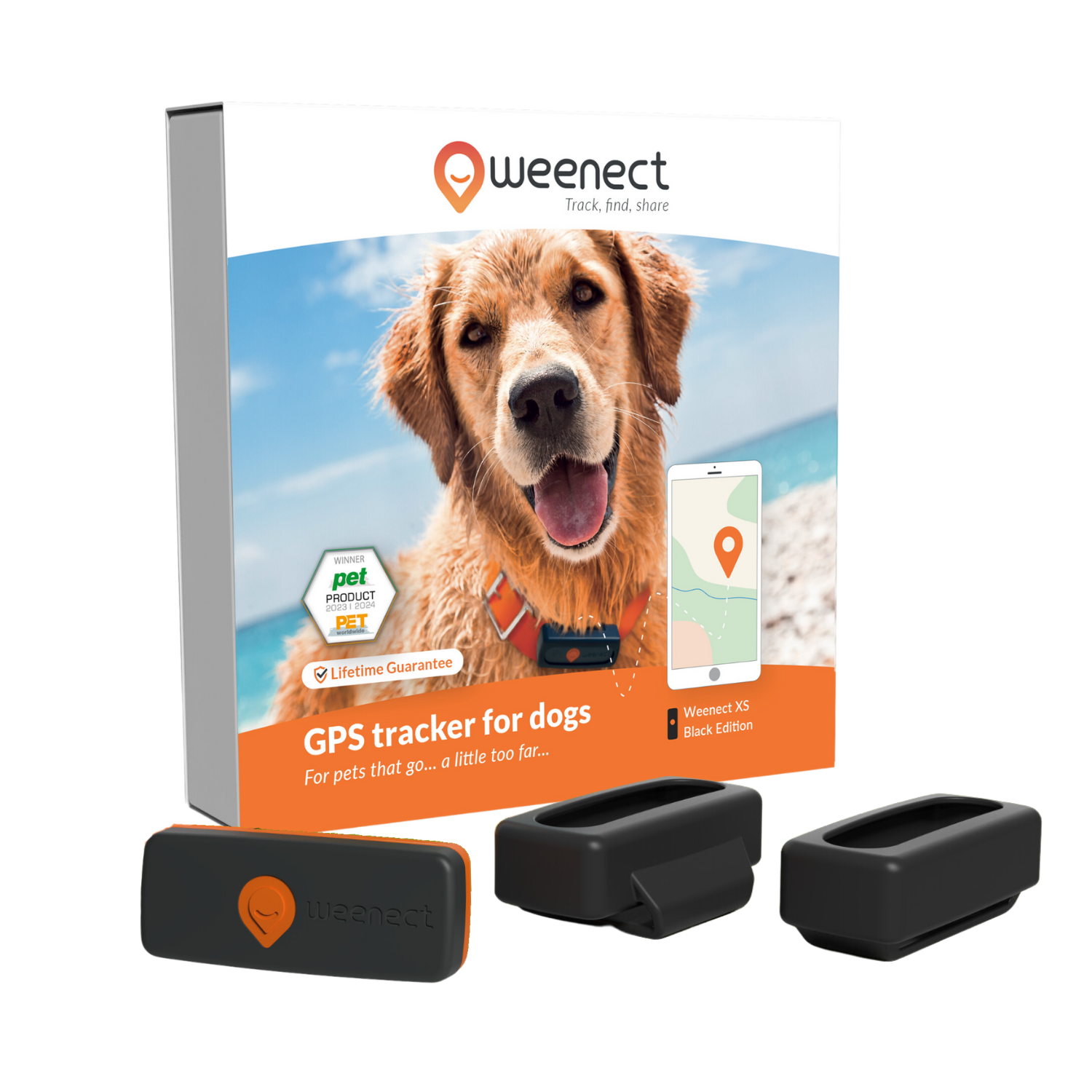 Weenect Black Mini Gps Tracker For Small Dogs - Xs