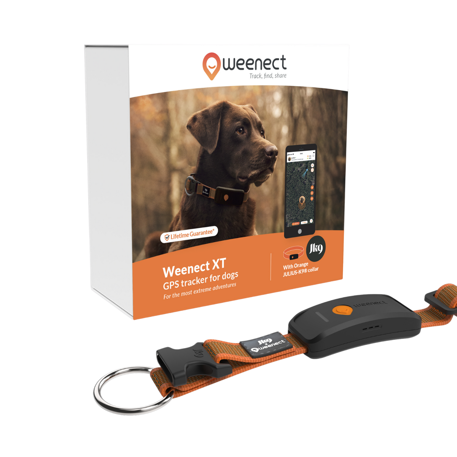 Weenect Orange Gps Dog Collar - Xt